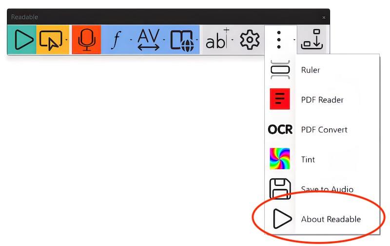 Readable triple-dot menu showing the About option