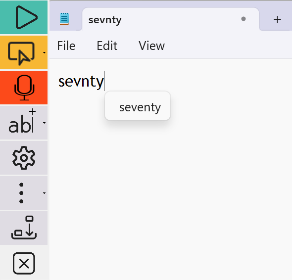 Readable word prediction showing autocorrection: misspelled word Sevnty automatically corrected to Seventy