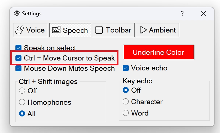 Readable Point and Speak settings showing hover mode options: Hover Off, Word, Line, Block and Document Read