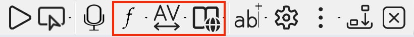 The Sensory Readable toolbar shown with three Microsoft Word-specific buttons highlighted in red — Font, Spacing and Colour, and Word Check. These three buttons appear only when Microsoft Word is the active application.