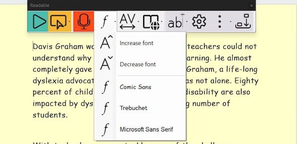 Readable Change Font menu in Microsoft Word showing font style and size options