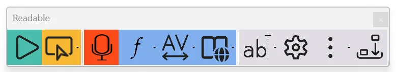 Readable floating toolbar in colour style for Microsoft Word