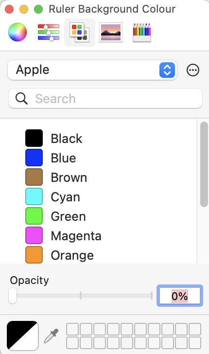 Sensory Ruler for Mac background colour picker option 3 β colour palette